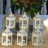 Kate Aspen White Hexagon Mini Decorative (Set of 6) -Rustic Wedding Décoration or Home Lantern, One Size
