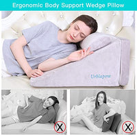 URBLAPOW UP-Ⅱ Wedge Pillow - Bed Wedge Pillow ，Back Support Wedge Pillow for Back and Legs Support ，Sleeping ， Hypoallergenic Support Pillow for Acid Reflux/Allergies/Indigestion Gray - Retails $196+
