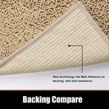 Non Slip Soft Chenille Bath Mat for Bathrooms Water Absorbent Fluffy Plush Rugs for Indoor Entryway Multiuses, 24 x 35 Inches Beige