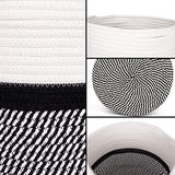 Yarlung 11 Inch Cotton Rope Plant Basket with Handles, Modern Indoor Planters Woven Basket for 10 Inch Flower Pot, Floor, Shelf, Home Decor, Black and White Stripes