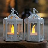 Kate Aspen White Hexagon Mini Decorative (Set of 6) -Rustic Wedding Décoration or Home Lantern, One Size