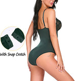 Avidlove Women Snap Crotch Bodysuit Sexy One Piece Lingerie Deep V Neck Teddy Naughty Negligee - Size Large, BLACK (Not Green)