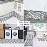 Iwanda Kitchen Rugs Set of 2 Soft Absorbent Non Slip Washable 20"x 48"+20"x32" Low Pile Microfiber Moroccan Trellis Kitchen Runner Rugs Set