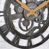FirsTime & Co. Oxidized Gears Wall Clock, 15", Metallic Teal! Clock is lightweight plastic made to look like metal