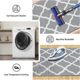 Iwanda Kitchen Rugs Set of 2 Soft Absorbent Non Slip Washable 20"x 48"+20"x32" Low Pile Microfiber Moroccan Trellis Kitchen Runner Rugs Set