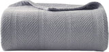Eddie Bauer Herringbone Chrome Cotton Blanket King, Retails $76+