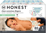 The Honest Company Club Box Diapers with TrueAbsorb Technology, Rose Blossom & Sliced Fruit, Size 1, 80 Count
