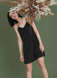 Femofit Satin Nightgowns for Women Silky Satin Full Slip Sleepshirt 2 Pack - Black & Wine red, Sz M