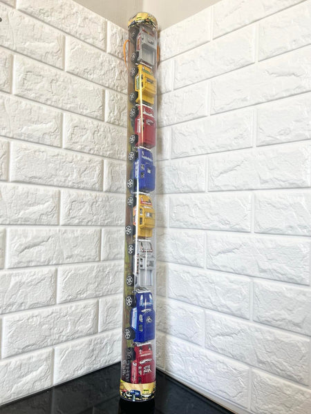 8 PACK PULL BACK ACTION TRUCKS IN LONG PLASTIC TUBE! PULL THEM BACK & WATCH 'EM GO!!