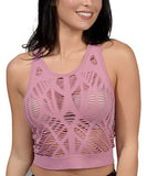 New Nordstrom Cutout Cropped Seamless Top 90 DEGREE BY REFLEX in Rose, Sz M/L!