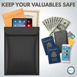 SafeHaven - Fireproof Bag (Legal Size 15"x11" Water-Resistant) - Fireproof Document Bag with Secure Zipper Closure for Valuables - Easy Store and Carry Important Document Holder - Fireproof Money Bag