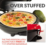 Taco Tuesday Deluxe 8-Inch 6-Wedge Electric Quesadilla Maker with Extra Stuffing Latch, Red