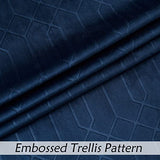 Central Park Navy Blue Velvet Window Curtain Room Darkening 90% Blackout Panels Rod Pocket Back Tab Geometric Embossed Trellis Themal Weave Drapes for Living Room and Bedroom (52" Wx63 L, 2 Panels)