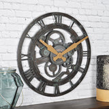 FirsTime & Co. Oxidized Gears Wall Clock, 15", Metallic Teal! Clock is lightweight plastic made to look like metal