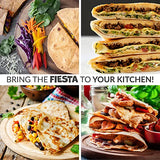 Taco Tuesday Deluxe 8-Inch 6-Wedge Electric Quesadilla Maker with Extra Stuffing Latch, Red