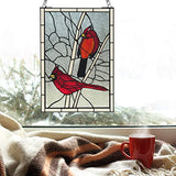 Stunning River of Goods Cardinal 18.5 Inch High Stained Glass Window Panel, Red, Orange - Retails $145+
