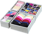 SimpleHouseware Closet Underwear Organizer Drawer Divider Set of 4, Grey