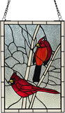 Stunning River of Goods Cardinal 18.5 Inch High Stained Glass Window Panel, Red, Orange - Retails $145+