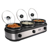 TRU Triple Slow Cooker, serve 3 different dishes at once with independent heat controls