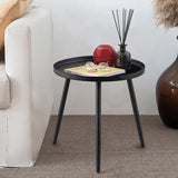 New End Table,Accent Table Ideal for Any Room-Side Table Living Room,Side Tables Bedroom,Side Table Waterproof Metal Structure Great for Indoor & Outdoor,Matte Black Tray Surface with 3 Legs by AOJEZOR, Black
