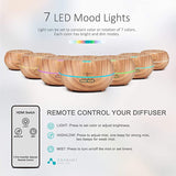 TWO-IN-ONE DIFFUSER & HUMIDIFIER WITH REMOTE! LARGE CAPACITY 16 HR RUN TIME & 7 LED LIGHTS!