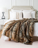 New BATTILO HOME Luxury Faux Fur Blanket Large 50 x60 Inches Super Soft Throw Blanket! Reversible to Plush Velvet! Nice packaging for Gift Giving! Retails $105+