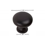 Classic 1 1/8" Diameter Mushroom Knob (Set of 10) - Matte Black!
