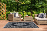 New Large 8Ft x 10Ft Stain & Fade Resistant Black & White Medallion Indoor/Outdoor Beverly Rugs Area Rug! Retails $310+