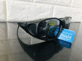New Solar Shield Fits-Over Sunglasses or wear on their own! Polycarbonate Polarized Lenses! 100% UVA/UVB protection! Scratch Resistant Lenses! BLACK L 2X101