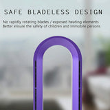 New HealSmart 32-inch Space Heater Bladeless Tower Fan, Heater & Fan Combo, 9H Timer 10 Speeds with Remote Control, Air Circulator Fan for Home Air Conditioner, Purple, Retails $247+