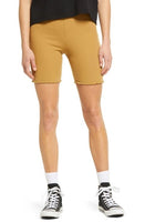 New Nordstrom BP. Ribbed Bike Shorts with scallop hem in Tan Dale, Sz M!