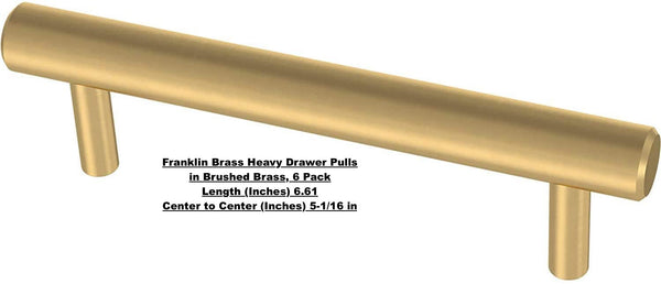 New 6 Pack Heavy Duty Franklin Brass P41894K-117-C Oversized Bar Pull, 5-1/16" (128mm), Brushed Brass, 6 Pack! Retails $70+