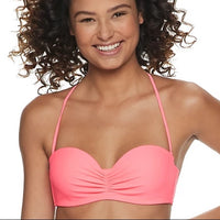 New with tags! Breaking Waves Bikini includes Bust Enhancer Bandeau Swim Bra with removable halter strap & side tie low rise bottoms, Bright Coral, Sz S! Much brighter than main pic as shown in other pics BRIGHT CORAL!! INCLUDES 2 PIECES