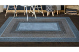 Noah Blue/Brown Rubber Back Washable Area Rug with Print that makes the rug look braided! 2'6x3'10! Retails $95+