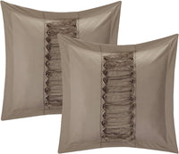 Bed in a Bag! Chic Home 8-Piece Ruth Ruffled Comforter Set, Queen, Taupe