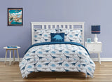 New Wayfair Cloud 9 Full/Double Comforter + 2 Shams + 1 Throw Pillow Navy, Light Blue Microfiber Reversible Comforter Set, Retails $187+