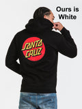 New SANTA CRUZ CLASSIC DOT PULLOVER HOODIE, WHITE, SZ S! RETAILS $99.99+