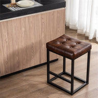 New in box! Duhome 24 Inch Faux leather Tufted Counter Stool Walnut with metal base!