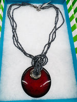 New GARBO Beaded Necklace with large Pendant! Includes Gift Box!