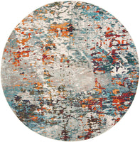 LARGE 5 FOOT ROUND Safavieh MAD471F-7R Madison Collection MAD471F Grey and Blue Area Rug! Retails $440+