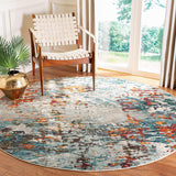 LARGE 5 FOOT ROUND Safavieh MAD471F-7R Madison Collection MAD471F Grey and Blue Area Rug! Retails $440+