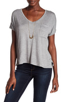 Women's V-Neck Pocket Tee by Project Social T, Grey Size Large!