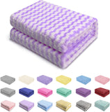 New 60"X80" XL PLUSH THROW BLANKET PURPLE/WHITE!! GREAT QUALITY!