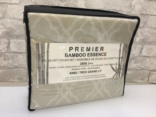 Premier Bamboo Essence 2800 Duvet Cover set, KING! Geo Cream Print!
