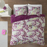 New Wayfair Harlington Reversible Comforter Set by Charlton Home in Purple Paisley, solid plush purple on reverse, KING/CAL KING!
