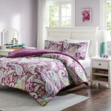 New Wayfair Harlington Reversible Comforter Set by Charlton Home in Purple Paisley, solid plush purple on reverse, KING/CAL KING!