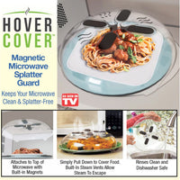 New As Seen On TV Hover Cover, Clear! Helps avoid food splatter in the microwave! Securely stores in the microwave so its always ready for use!