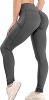 New INSTINNCT Yoga Pants for Women Scrunch Butt Lift High Waist Tummy Control Workout Leggings with pockets, Grey, Sz XL!