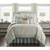 New in package! Bed in a Bag! Wayfair King Comforter + 3 Additional Pieces Jonet Reversible Comforter Set in Aqua/Cream! Retails $580+