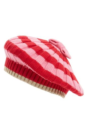 Brand new KATE SPADE Bold Stripe Beret - Red In Charm Red/fleur De Lis/gold, one size! Retails $48US+